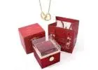 Elegant Stainless Steel Rotating Rose Box with Engraved Heart Necklace