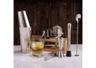 Stainless Steel Bar Tool Set with Wooden Stand