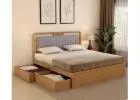 Wooden King Size Bed with Storage – Elegant Cot Design