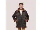 Luxury mens shearling leather jacket